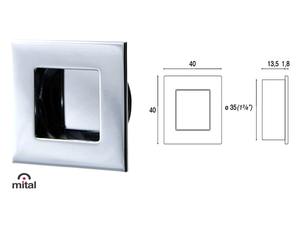 mitma40crc.png Maniglia Incasso Quadra MA40 mm.40x40/35 Cromo Lucido | Mital - immagine 1