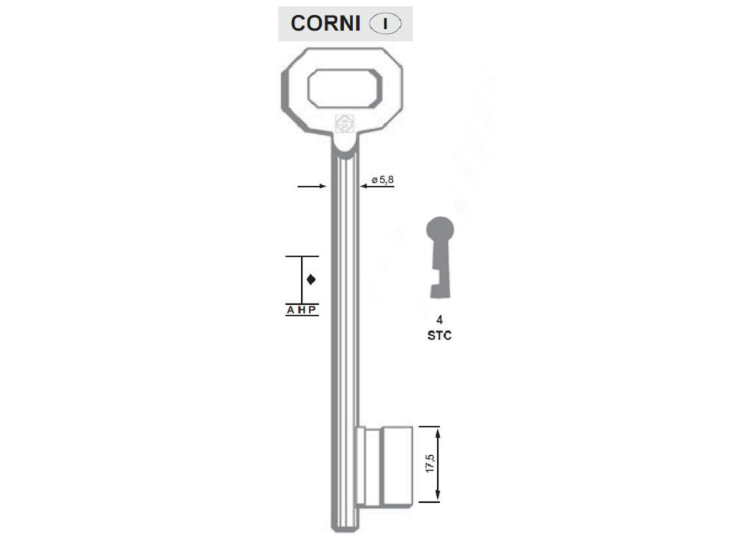 sil4stc.png Chiave Cifrata per Serratura Applicare Cantina Corni 4stc | Silca - immagine 1