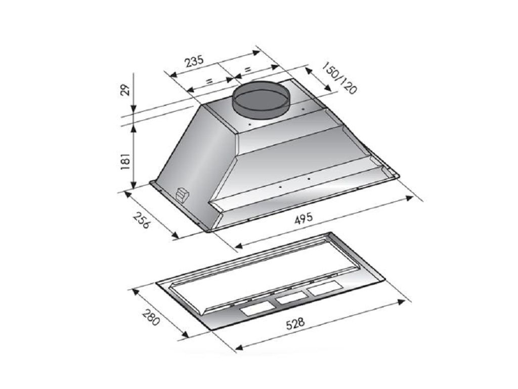 Cappa Incasso Aspirante da Cucina cm.70 Acciaio Inox Fleetle  Tecnowind - immagine 3
