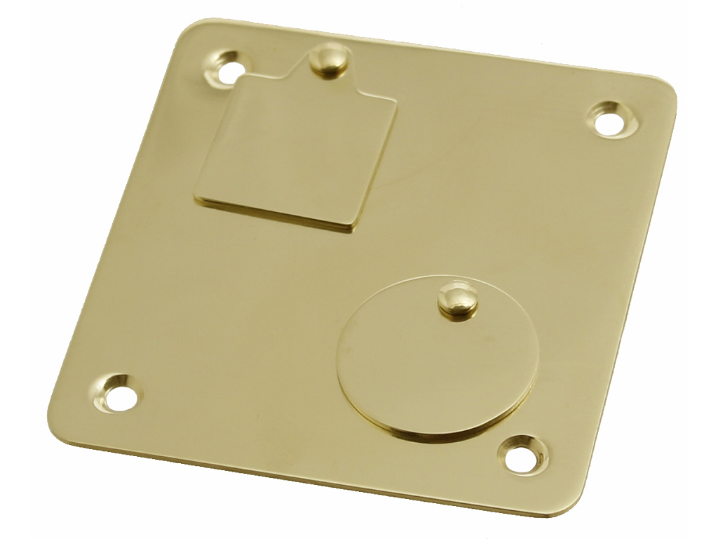 trpa0850bl9343.png Bocchetta Piastra Blindato d.80x85xSP.2 con Finestre Ambidestra Acciaio Inox Lucido+PVD | Reguitti - immagine 1