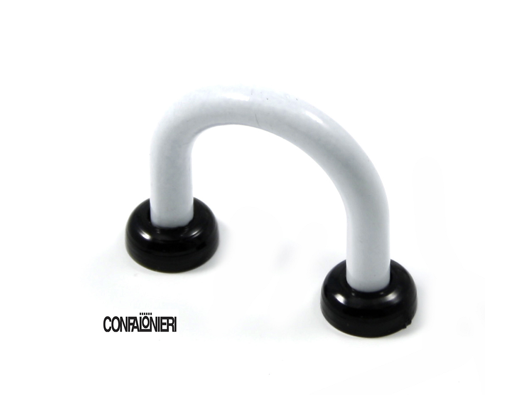 ucgmb0091300bic.png Maniglietta Mobile Interasse 25 mm.30x25h Tappetti Nero+Bianco Opaco | Confalonieri - immagine 1