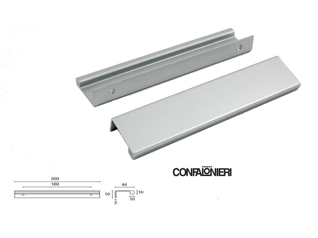 ucgmb09153c0ap1c.png Maniglietta Mobile per Bordo Anta Interasse 160 mm.200x45x20h Alluminio varie finiture Confalonieri - immagine 1
