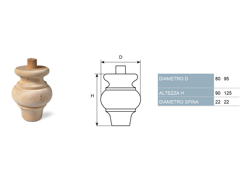 cof030228008060.png Piede in Legno Ontano per Restauro Spinotto Ø22 mm.95x125h | Cof - immagine 1