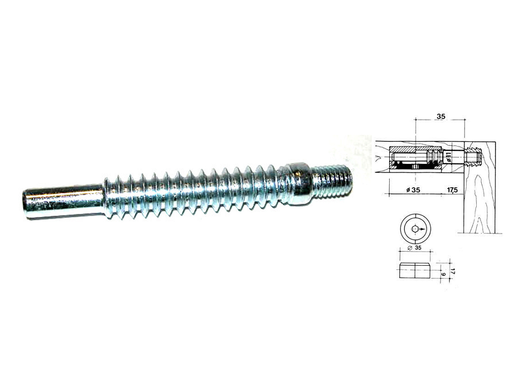 cof0405268m8409.png perno per Giunto Assemblaggio Filettato Zincato Ma8x83,5 Cof61 - immagine 1