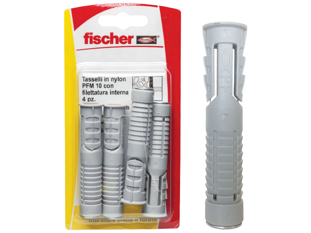 fis504548.png Tassello Nylon Filettato Interno PFM 8K - PFM 10K in Blister da Pezzi 4 per CPF | Fischer - immagine 1