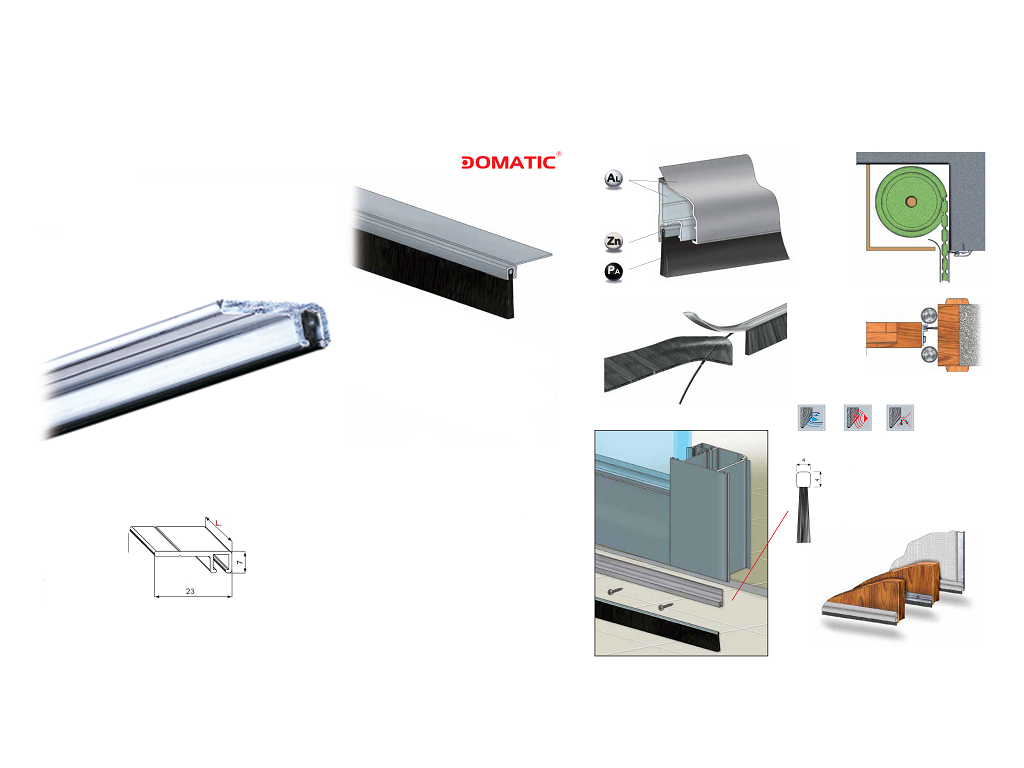 fpif500i41.png Profilo Alluminio per Spazzola da Porta Profix Df400 Orizzontale L=3000 Domatic - immagine 1