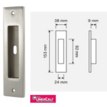 Maniglia Incasso Rettangolare Porta Scorrevole modello Profilo mm.38x153 con Foro Chiave Cromo Satinato | Linea Cali