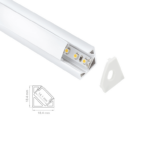 Profilo per Led Angolare cm.200 mm.18,5x18,5 Interno mm.12+Diffusore Opaco Alluminio  Lampo