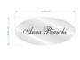 TARGA OVALE PORTANOME PLEXIGLASS CON BIADESIVO mm.130x60 SPECCHIO ARGENTO-ORO - immagine 2