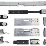 Sistema Porta Scorrevole Vetro Pinza 02P Senza Fori h44+Kit Carrello Dragon Kit01A+Doppio Deceleratore 03-T Portata Kg.80  Sliding