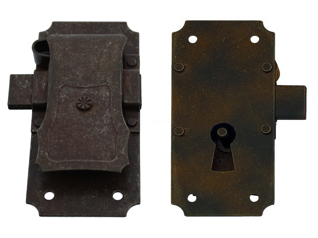 utfs101.png Serratura Esterna Ferro Ruggine Bocchetta Foro Chiave Piccolo Varie Entrate | Utensil Legno - immagine 1