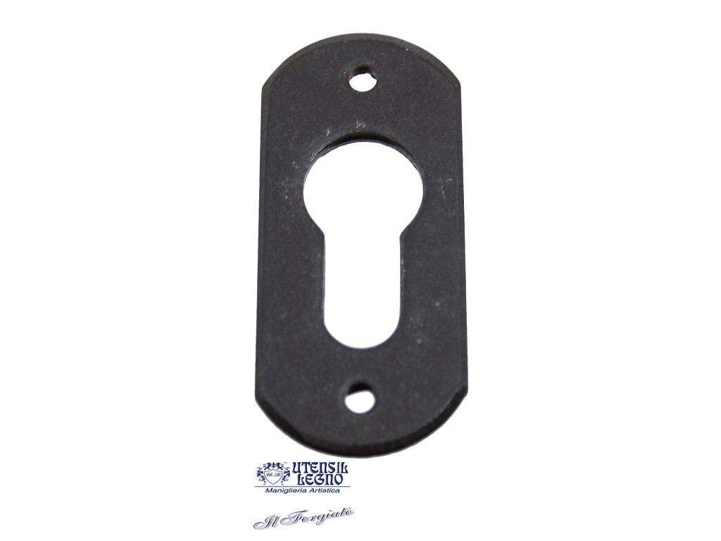 utsfb709r.png Bocchetta Ovale Foro Yale per Cilindro Europeo mm.30x65x3h Forgiato Ruggine | Utensil Legno - immagine 1