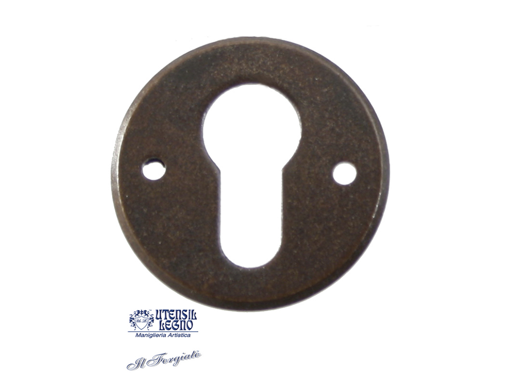 utsfb712rc.png Bocchetta Tonda Foro Yale per Cilindro Europeo mm.50x3h Forgisto Ruggine | Utensil Legno - immagine 1
