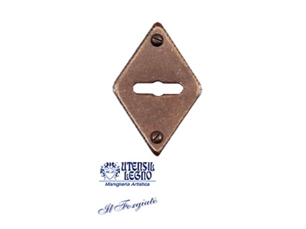 utsfb718rc.png Bocchetta Rombo Doppia Mappa mm.45x70x3h Forgiato Ruggine | Utensil Legno - immagine 1