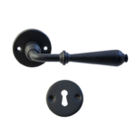Maniglia FM311 Rosetta Tonda d.50x5h+Molle Foro Bocchetta Chiave Forgiato Nero Italiano | Utensil Legno