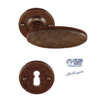 Maniglia Ovale Rosetta Tonda d.50x3h Bocchetta Foro Chiave Forgiato Ruggine | Utensil Legno