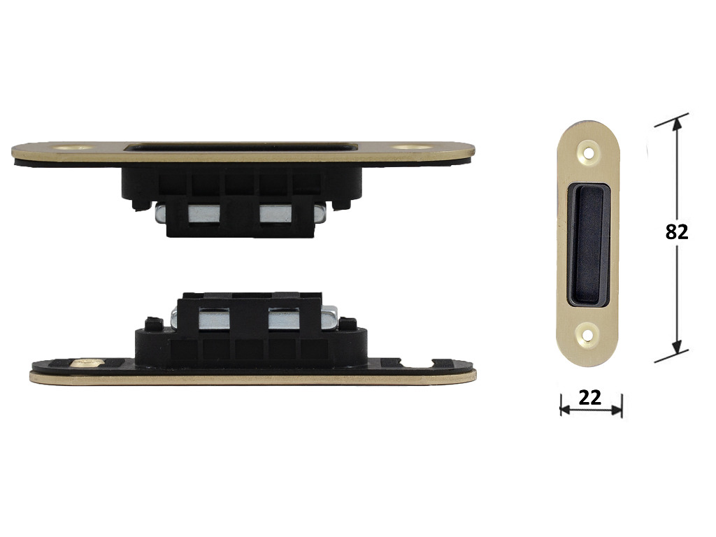 bon4gs800000v5c.png Contropiastra S80 Regolabile per Serratura B-Forty Pvc Nero-Ottone Satinato | Bonaiti - immagine 1