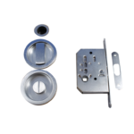 Maniglia Incasso Tonda Porta Scorrevole modello Easy Ron.8 d.60/48 con Nottolino+Serratura E50 Cromo Satinato | Bonaiti