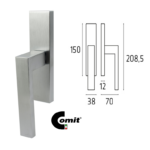 Maniglia per Finestra Cremonese Bilbao Placca mm.150x38 2B-Cromo Satinato+Gratz  Comit