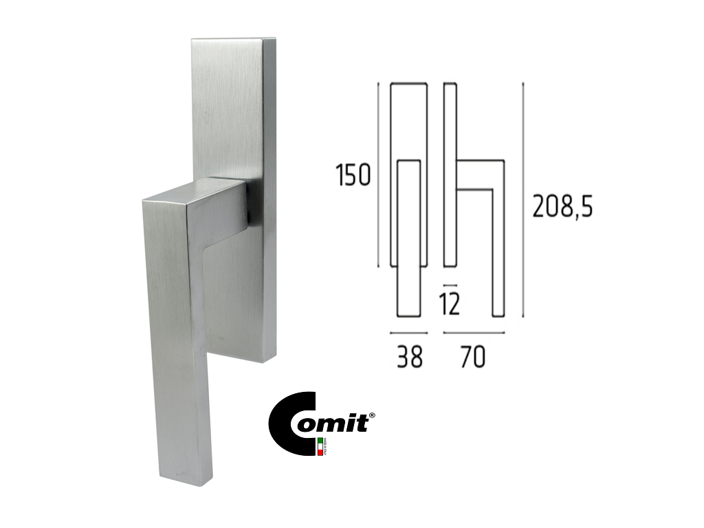citbilcr502bc.png Maniglia per Finestra Cremonese Bilbao Placca mm.150x38 2B-Cromo Satinato+Gratz Comit - immagine 1