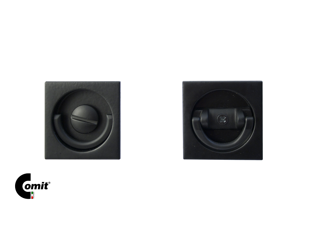 citk302a02ral9005occ.png Maniglia Incasso Quadra Porta Libro modello K302A03 d.53x53/48 con Doppio Anello Attivo-Passivo varie finiture | Comit - immagine 1