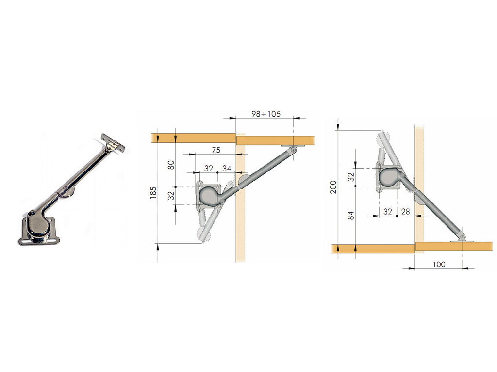 cof055014.png BRACCETTO SNODATO FRENANTE PER CAPPA/RIBALTA CROMATO - immagine 1