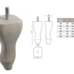 Piede Legno Faggio Grezzo con Vite Filettata Ma10x30 d.60x60 mm.120h | Gpi