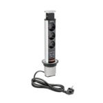 MultiPresa a Colonna Estraibile da Mobile Ø60 mm 3xSchuko 2xUSB-A 2.1A Cavo 1,8 mt Alluminio  GTV