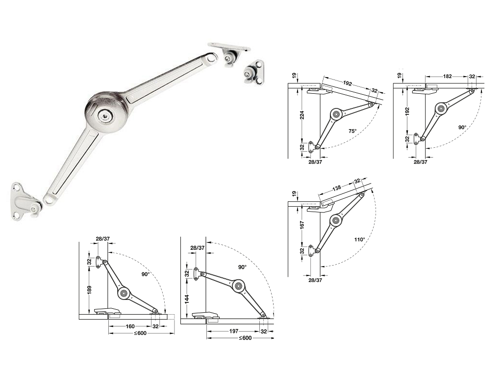 haf37366632c.png Supporto per Sportelli Duo Molla Regolabile d.37 mm.172 Nichelato Forte Hafele - immagine 1