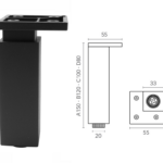 Piedino ABS Quadro Regolabile Nero Opaco varie altezze | Mital