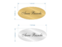 TARGA OVALE PORTANOME PLEXIGLASS CON BIADESIVO mm.110x50 SPECCHIO ARGENTO-ORO