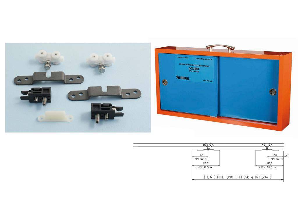 sli10032035316c.png Sistema Scorrevole Legno Colibri Piastrino Sospensione mm.15 Portata Kg.30 | Sliding - immagine 1