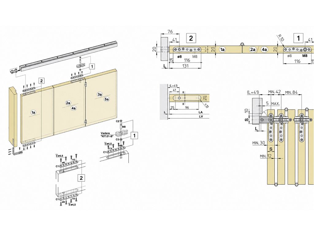 Piastra Superiore/Inferiore per Anta Serie Puma Ante Libro-Soffietto mm.131x20 Spessore 4mm Sliding - immagine 2