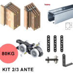 Sistema Porta a Libro o Soffietto per 2/3 Ante Portata Massima 80kg con Binario varie lunghezze  Sliding