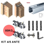 Sistema Porta a Libro o Soffietto per 4/5 Ante Portata Massima 80kg con Binario varie lunghezze  Sliding