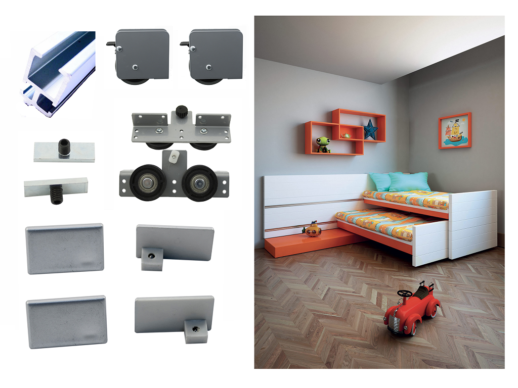 tsckitletto160.png Sistema Completo per Letto Scorrevole Portata 160kg | Terno Scorrevoli - immagine 1
