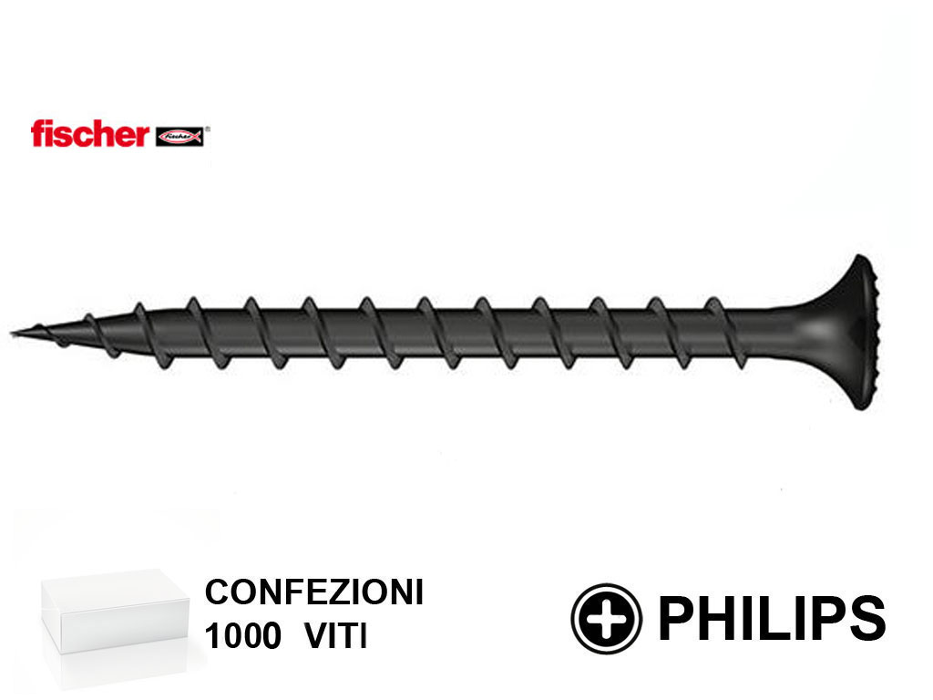 tspcartnere1000.png Vite Cartongesso TSP Croce PH2 FSN - TPD VN Nero pz.1000 mm.3,5x25 | Fischer - immagine 1