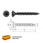 Vite Legno TSP Speedy TX20 Zincato Nero pz.200 mm.3,5x20 | SPAX