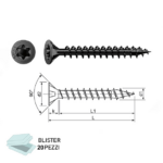 Vite Legno TSP Speedy TX20 Zincato Nero in Blister da pz.20 mm.3,5x Varie Lunghezze | SPAX