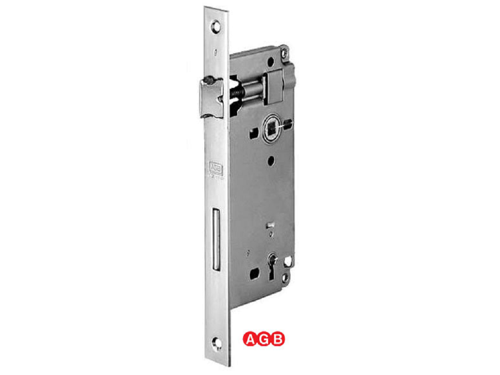 agbb005924503cc.png Serratura Patent Grande Bordo Quadro Frontale 22x238 mm.Interasse 90 Entrata 50 NIK-Nichelato | AGB - immagine 1