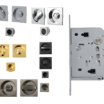 Maniglia Incasso Quadra Porta Scorrevole modello K302N01T d.53x53/48 con Nottolino+Serratura E50 varie finiture | Comit