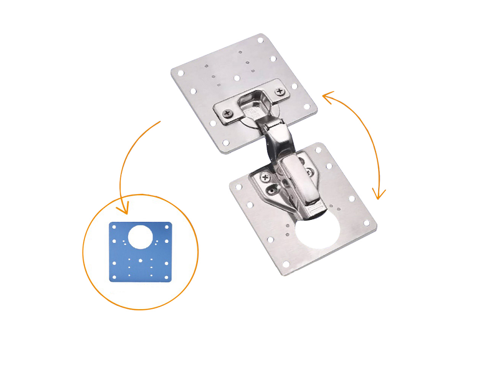 cof010196900000c.png Piastrina di Riparazione per Cerniera Cucina 87x87mm Ø35mm Acciaio inox 430 - immagine 1