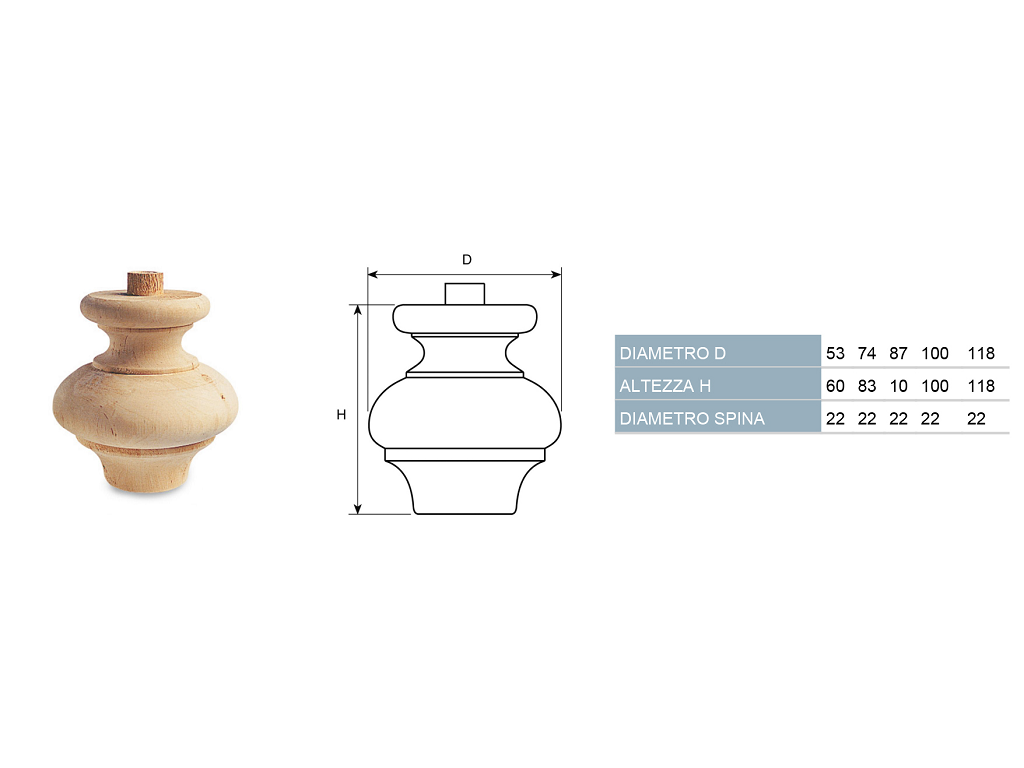 cof030031005360.png PIEDE IN LEGNO ONTANO PER RESTAURO SPINOTTO Ø22 mm.53-75-90-118 | COF - immagine 1