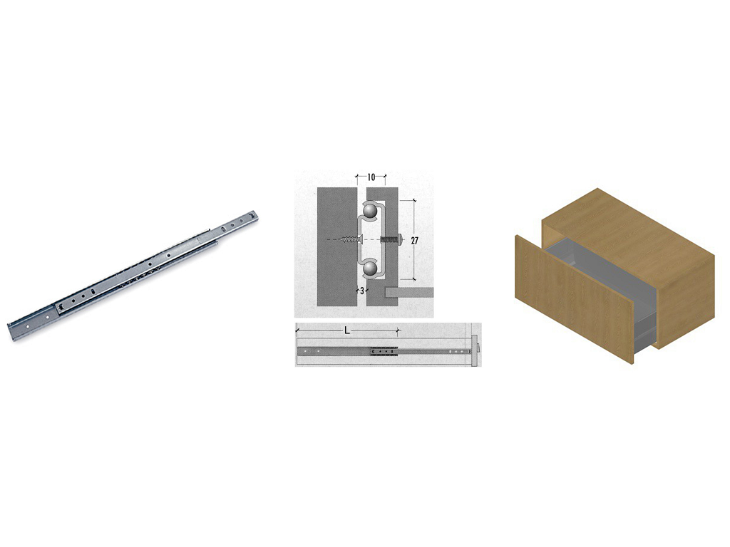 cof050032t.png Guide con Sfere per Cassetto Estrazione Parziale 27h Portata kg.15 Zincato cm.40 - immagine 1