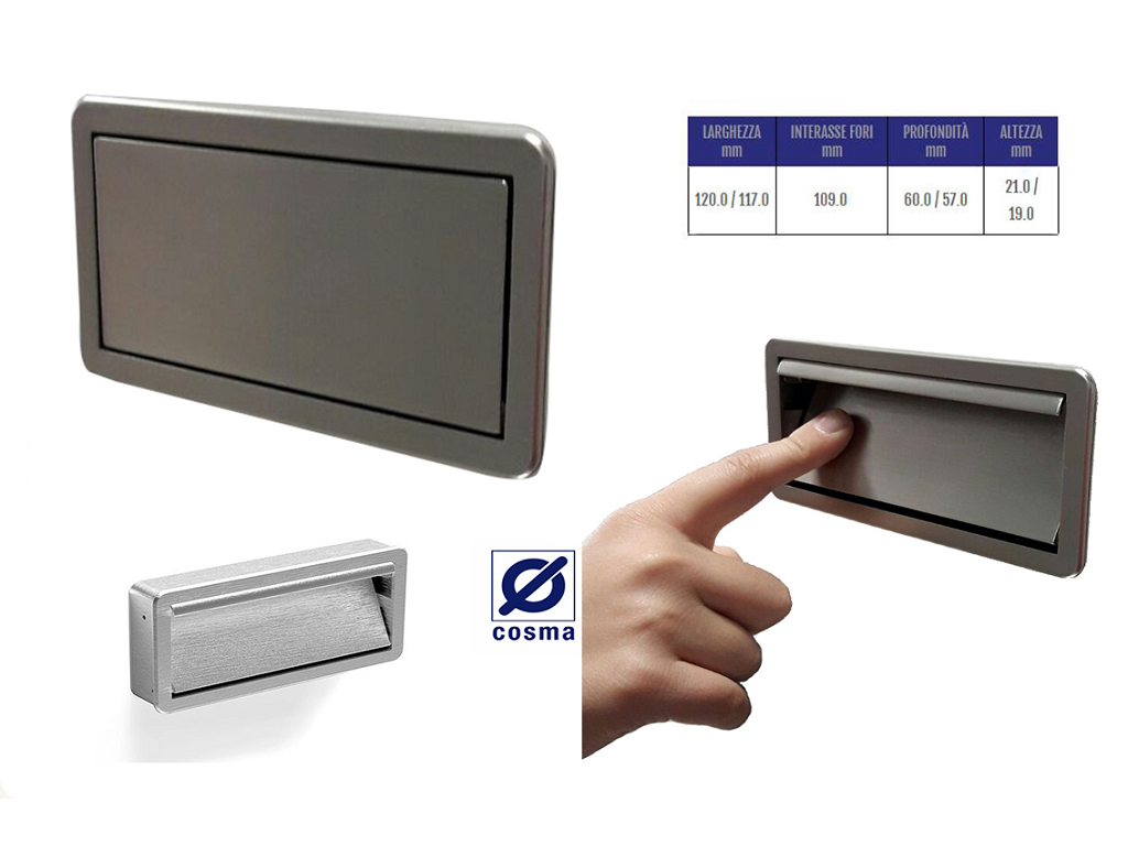 cos12975016m.png Maniglia Incasso Interasse 109 mm.120x60x21h Inox Satinato Brillante | Cosma - immagine 1