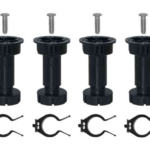 Piede PVC nero per zoccolo in blister da pezzi 4 varie altezze  | Volpato