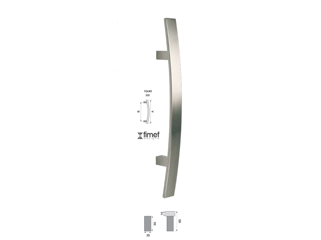 fim841c500300.png Maniglione Florida 40x10mm AISI304 Inox Satinato arie finiture | Fimet Maniglie - immagine 1