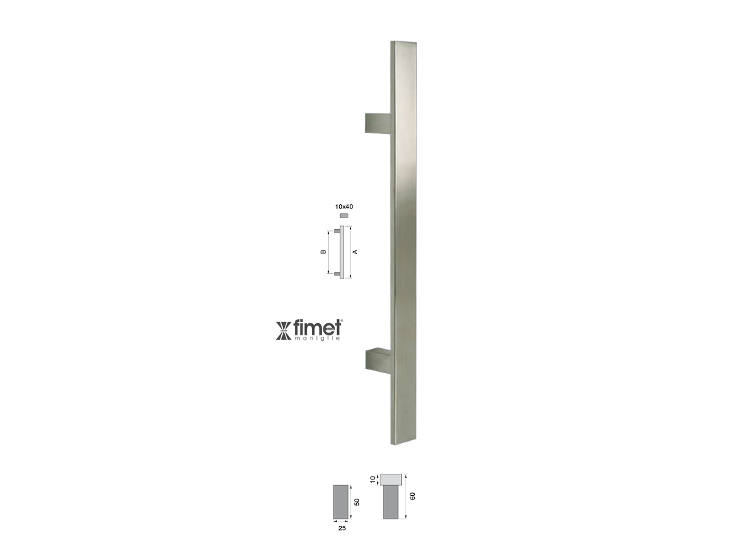 fim841s500300.png Maniglione Colorado 40x10mm AISI304 Inox Satinato varie lunghezze | FIMET MANIGLIE - immagine 1
