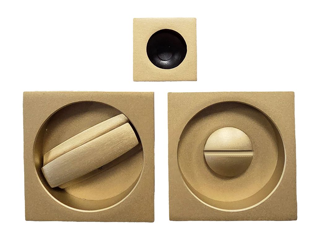 Maniglia Incasso Quadra Porta Scorrevole modello 3667R WC d.53x53/48 con Nottolino+Serratura E50 varie finiture | Fimet Maniglie - immagine 5