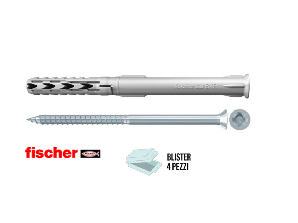 fisbls503233.png SXR 6x60 Z Tassello Nylon Prolungato con Vite PZD2 in Blister da pz.4 | Fischer - immagine 1